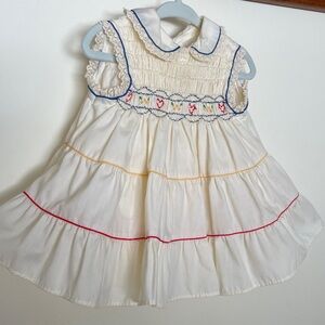 vintage Polly Flinders sleeveless hand smocked collared dress